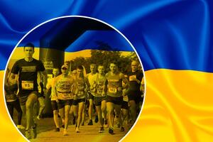 grafika - biegacze w barwach ukrainy