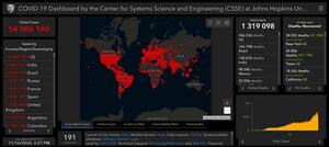 Interaktywna mapa przedstawiająca zakażenia koronawirusem na świecie 