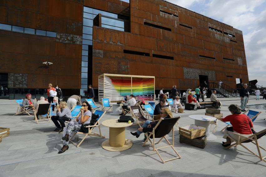 Sierpień 2014 r., otwarcie Europejskiego Centrum Solidarności, jednej  z największych inwestycji Gdańska współfinansowanej z funduszy europejskich.
