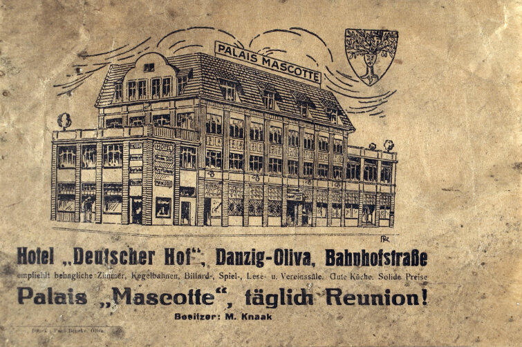 Koperta z wizerunkiem hotelu Deutscher Hof.
