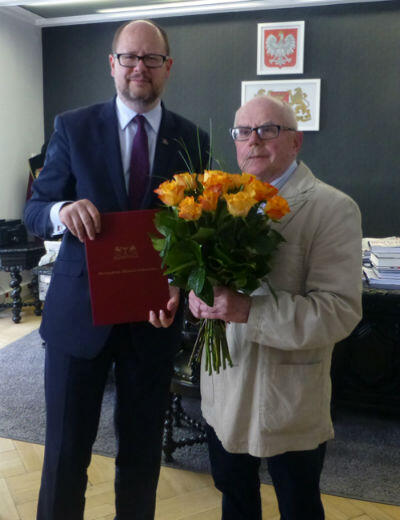 Prezydent Gdańska Paweł Adamowicz i muzealnik Jerzy Kukliński
