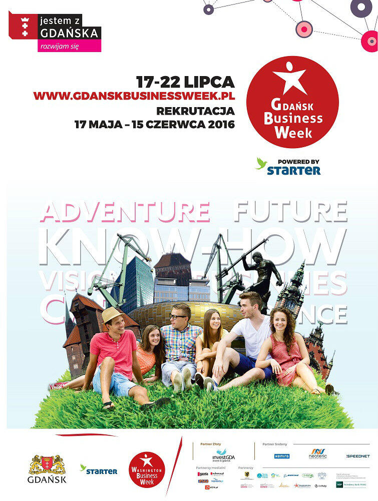 Plakat zachęcający do wzięcia udziału w Gdańsk Business Week.
