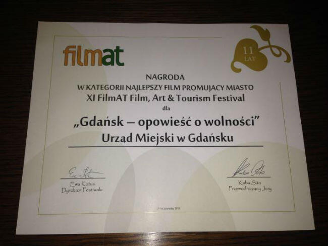 Gdańsk zdobył pierwszą nagrodę w kategorii Najlepszy Film Promujący Miasto

