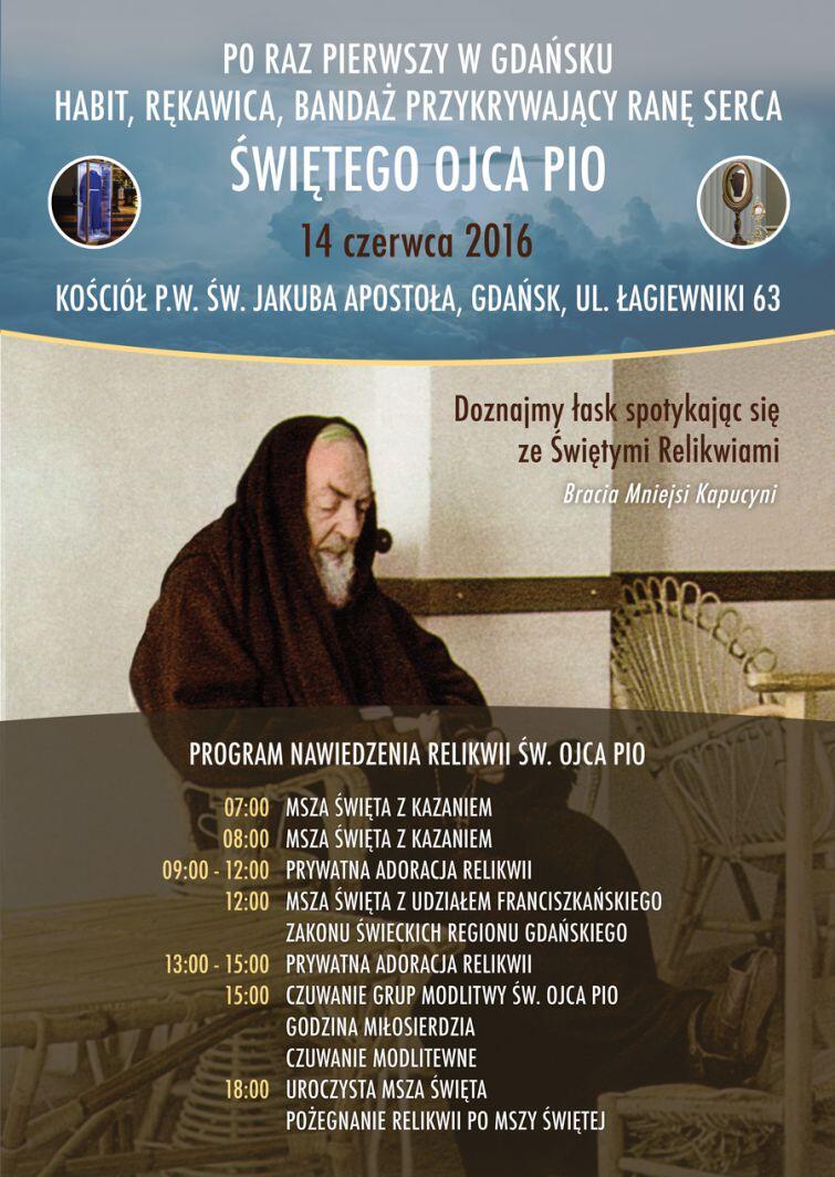 Relikwie św. Ojca Pio wyjada z Gdańska w środę, z samego rana
