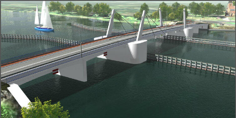 Tak będzie prezentował się most zwodzony na Martwej Wiśle z perspektywy osób jadących do Sobieszewa.
