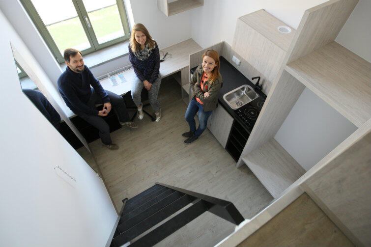 W jednym z clipsterowych apartamentów: Jan Wyrwiński z Alfabeat, Kinga Kuczyńska z GIP STARTER i Anna Derda „opiekunka” clipsterów.