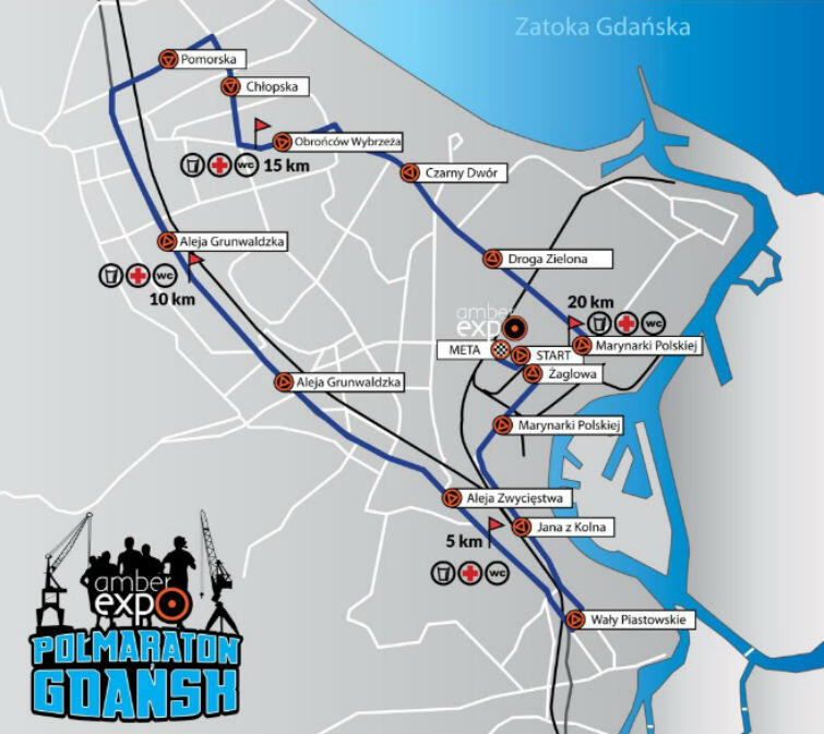Trasa AmberExpo Półmaratonu Gdańsk