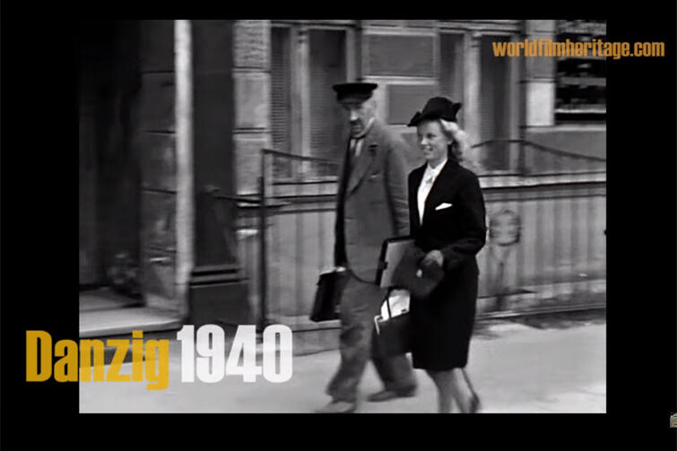 Elegancka blondynka prowadzi widza przez ulice Wrzeszcza w latach 40-tych.