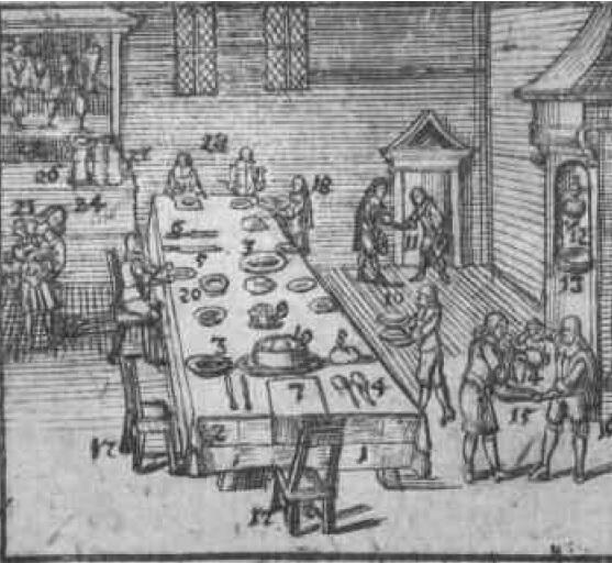 Podawanie do stołu, rysunek z atlasu Jana Amosa Komensky’ego