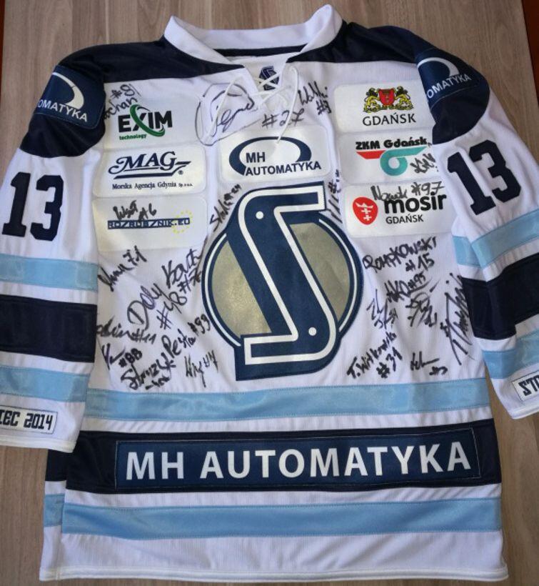 Koszulka meczowa z numerem trenera drużyny hokejowej MH Automatyka Gdańsk