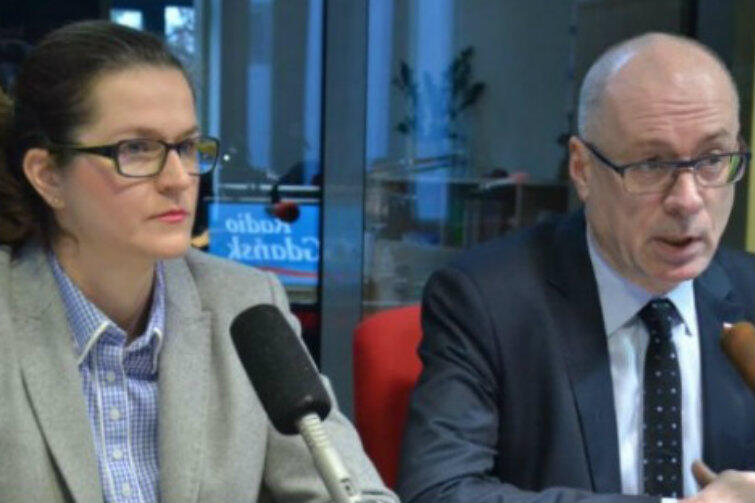 Aleksandra Dulkiewicz (PO) i Kazimierz Koralewski (PiS) podczas piątkowej dyskusji w studio Radia Gdańsk