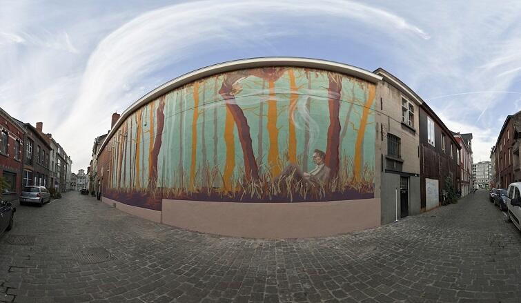 Mural w Gandawie powstał jako hołd dla francuskiego artysty Jeana Cocteau. Namalowano go na ścianie klubu noszącego jego imię