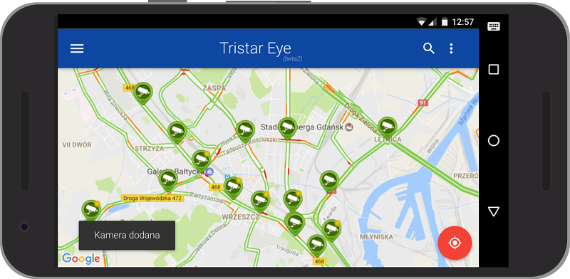 Główny widok aplikacji Tristar Eye, bezpośrednio z tego poziomu można podejrzeć dowolną kamerę systemu Tristar