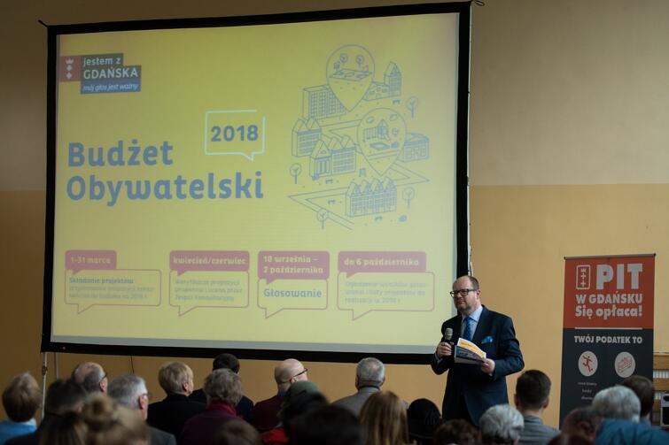W trakcie spotkania prezydent Paweł Adamowicz przypominał obecnym, że do końca marca mogą zgłosić projekty do Budżetu Obywatelskiego na 2018 rok