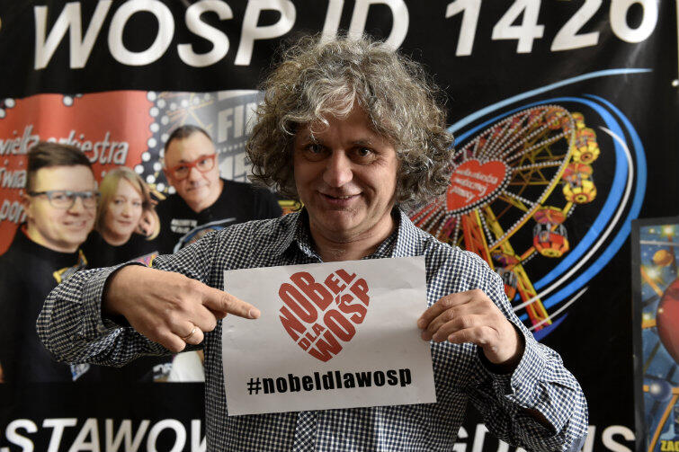 Maciej Kosycarz popiera kandydaturę WOŚP do Pokojowej Nagrody Nobla. Zdjęcie zrobił osobiście Jurek Owsiak