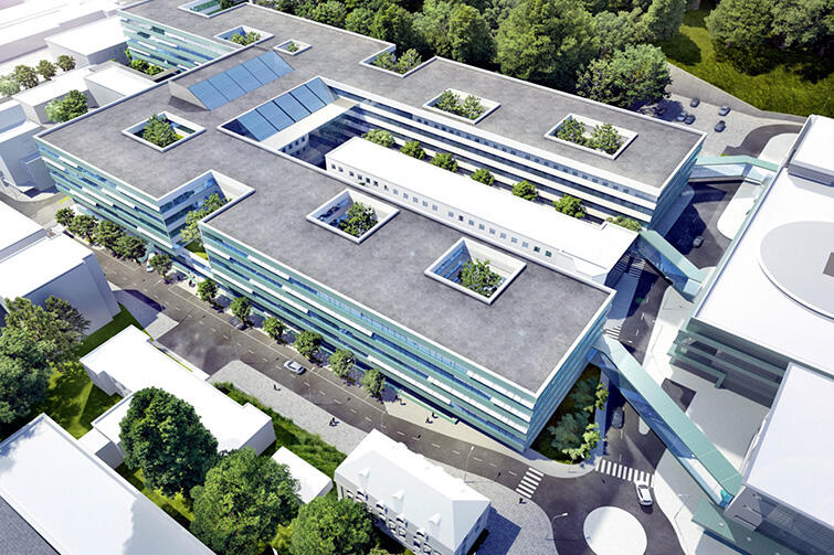 Centrum Medycyny Nieinwazyjnej składać się będzie z czterech połączonych budynków. Jeszcze jeden łącznik połączy je z działającym już Centrum Medycyny Inwazyjnej