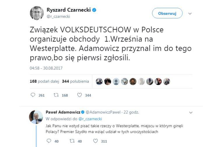 Ryszard Czarnecki z Prawa i Sprawiedliwości atakuje obchody 78. rocznicy wybuchu II wojny światowej w Gdańsku