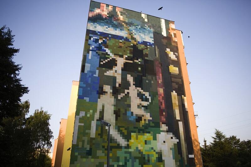 Memling zawędrował na Zaspę. Mural znajduje się na budynku przy ul. Skarżyńskiego 6 F