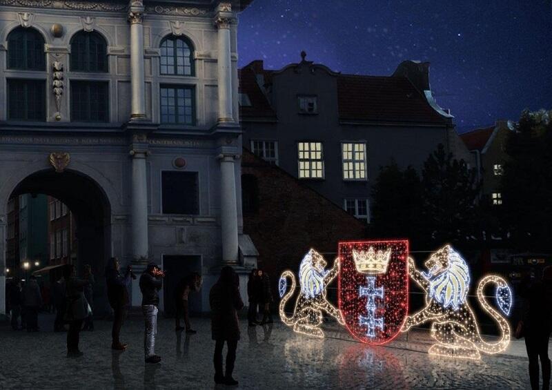 Nowa rzeźba świetlna pojawi się przy Złotej Bramie. Będą to Lwy Gdańskie z Herbem