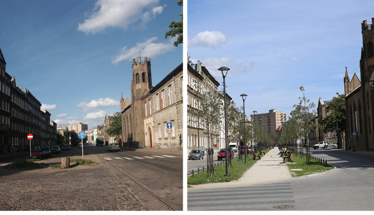 Ulica Łąkowa przed i po rewitalizacji