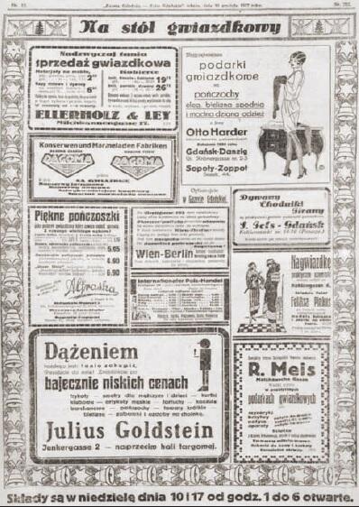 Reklamy z przedświątecznych wydań ‘Gazety Gdańskiej’