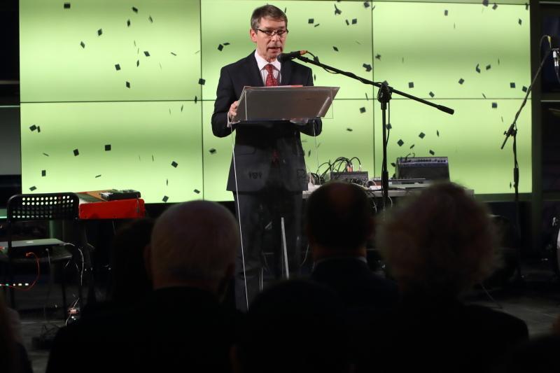 Podczas inauguracji nowej przestrzeni przemawiał mi.n. Rektor ASP dr hab. Krzysztof Polkowski