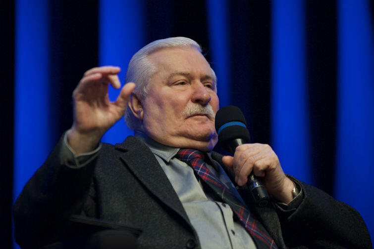 Lech Wałęsa podczas spotkania w ECS