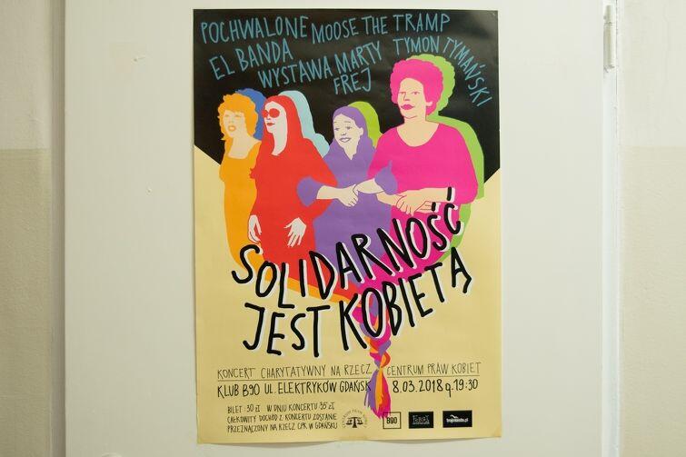 Plakat reklamujący koncert Solidarność jest kobietą autorstwa Marty Frej