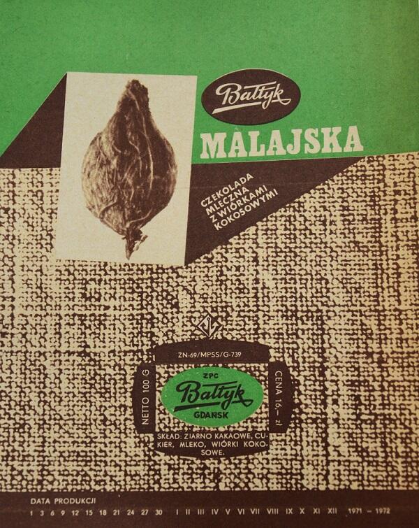 Kto pamięta czekoladę Malajską? Na zdjęciu oryginalna etykieta czekolady Malajskiej z 1971 roku. Bałtyk z okazji 95-lecia firmy wznawia jej produkcję