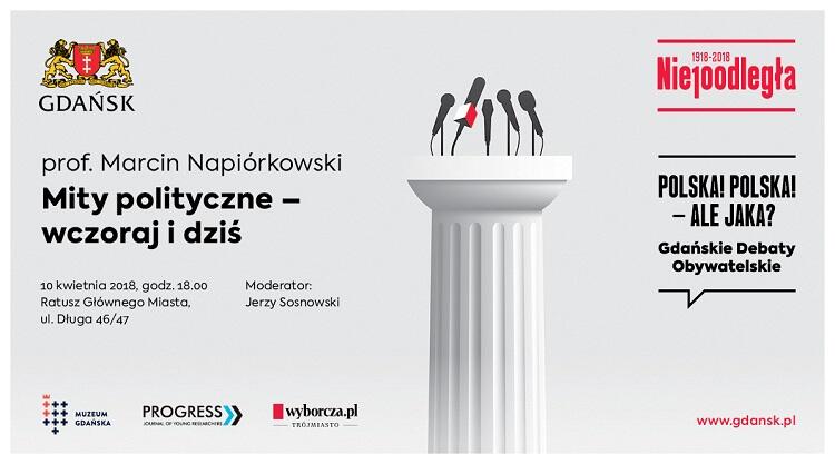 Plakat promujący Gdańską Debatę Obywatelską 10 kwietnia 2018 r. 