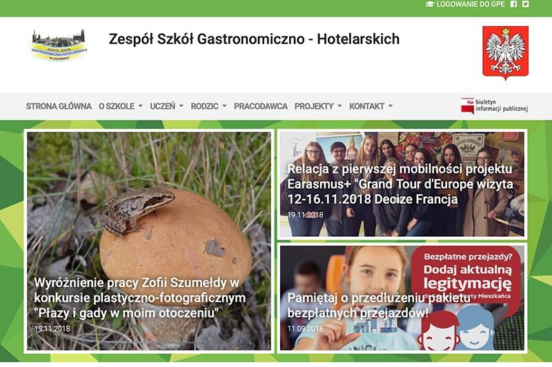 Tak wygląda, po zmianie, strona Zespołu Szkół Gastronomiczno-Hotelarskich w Gdańsku