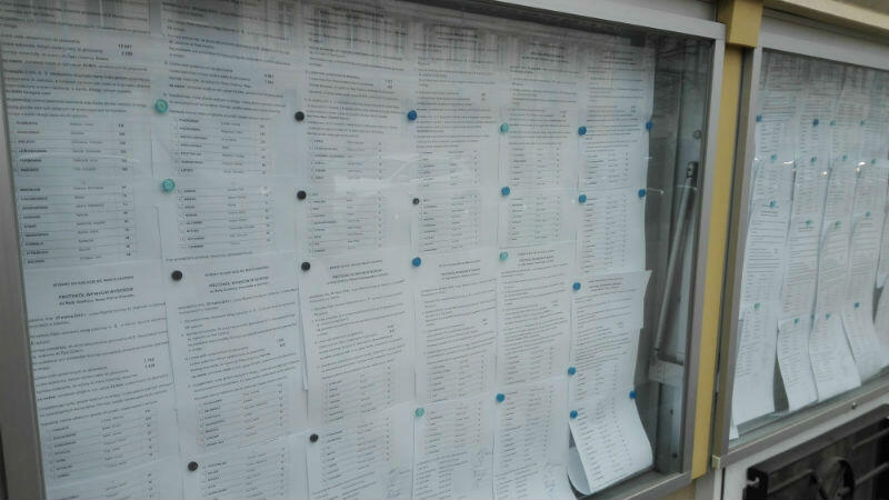 Listy wyborcze z wynikami zostały umieszczone na budynku Urzędu Miejskiego przy ul. Nowe Ogrody