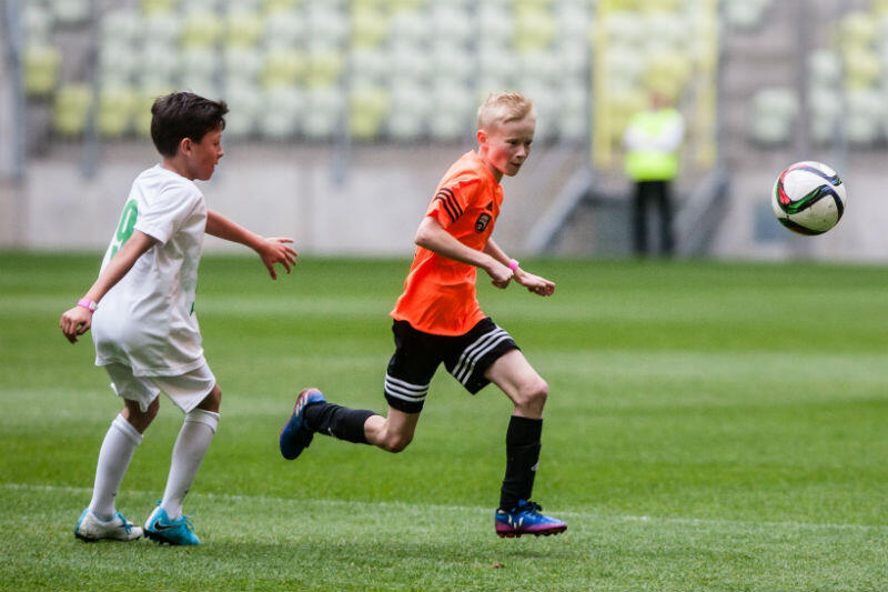 Zagrać na Stadionie Energa Gdańsk - to wielka frajda. Na zdjęciu finał piłkarskiego turnieju dziecięcego - Z Orlika i Juniora na stadiony świata. 10 czerwca 2017 roku 