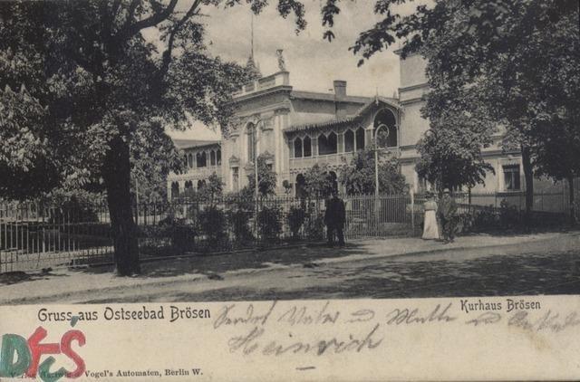 Pozdrowienia z Domu Zdrojowego w Brzeźnie - pocztówka wysłana w 1904 r.