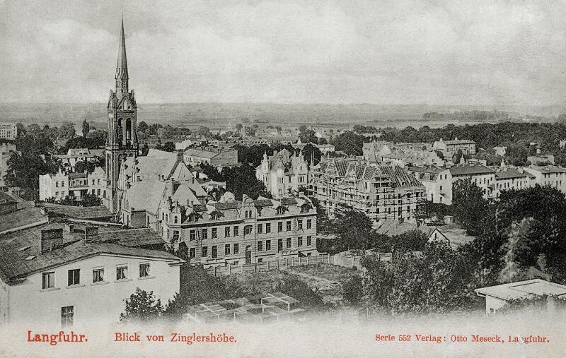 Panorama z tarasu widokowego restauracji Zinglera na Górze Jana, 1904 r., ostatnie chwile wiejskiej sielskości Wrzeszcza