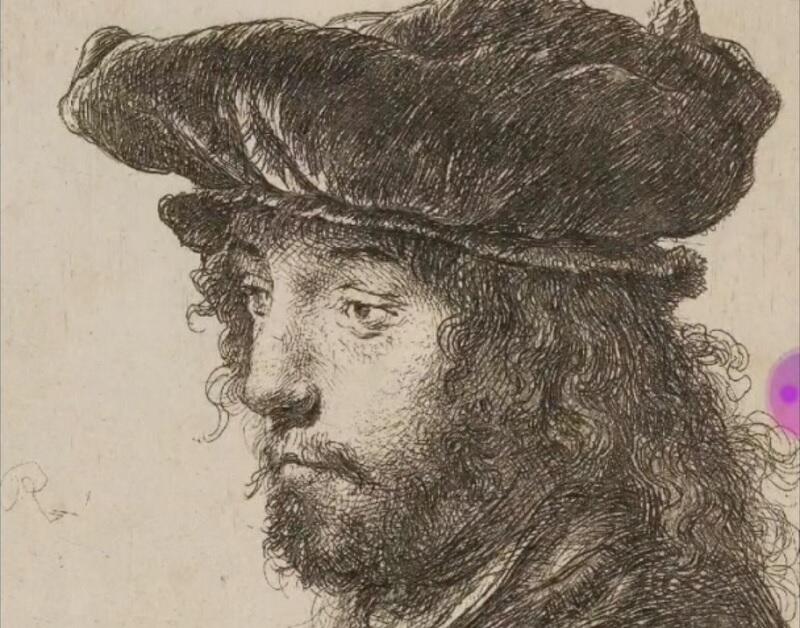 Akwaforta `Portret młodzieńca` Rembrandt van Rijn - jedno z pierwszych dzieł prezentowanych w aplikacji Second Canvas Muzeum Narodowe w Gdańsku