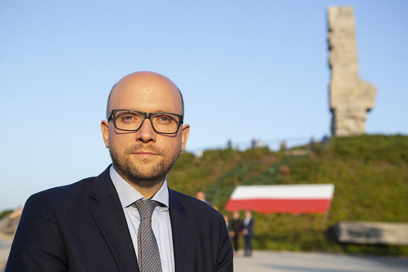 Manuel Sarrazin, poseł Bundestagu z partii Zielonych na Westerplatte, 1 września 2019 r.