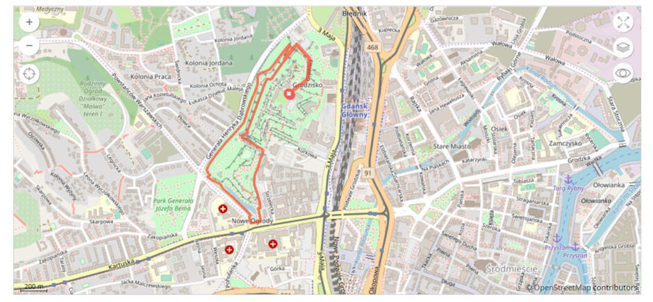 Mapa marszu nordic walking Race for the Cure - 3 km, 29 września 2019.