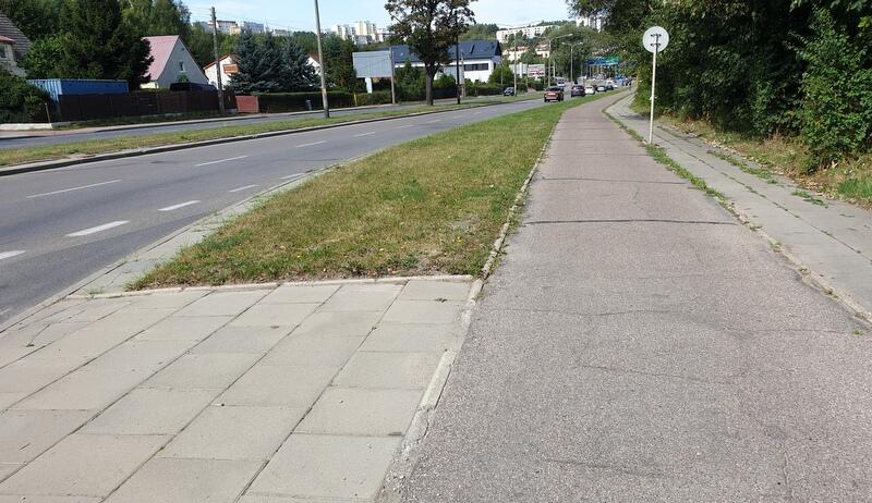 Droga rowerowa wzdłuż ul. Potokowej w Gdańsku, stan przed planowaną inwestycją