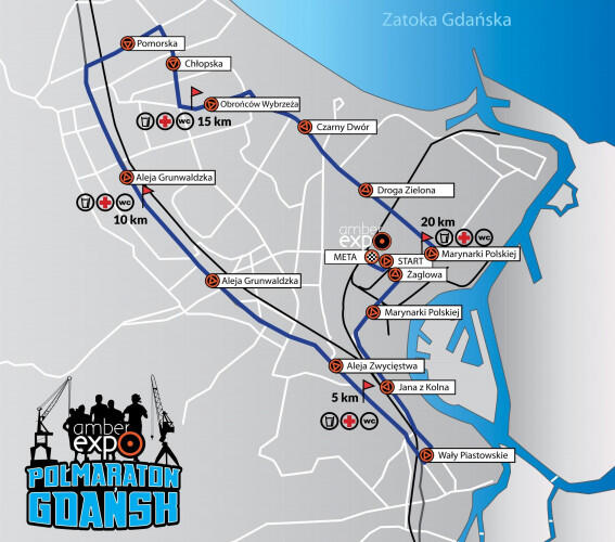 Mapa AmberExpo Półmaraton Gdańsk im. Pawła Adamowicza