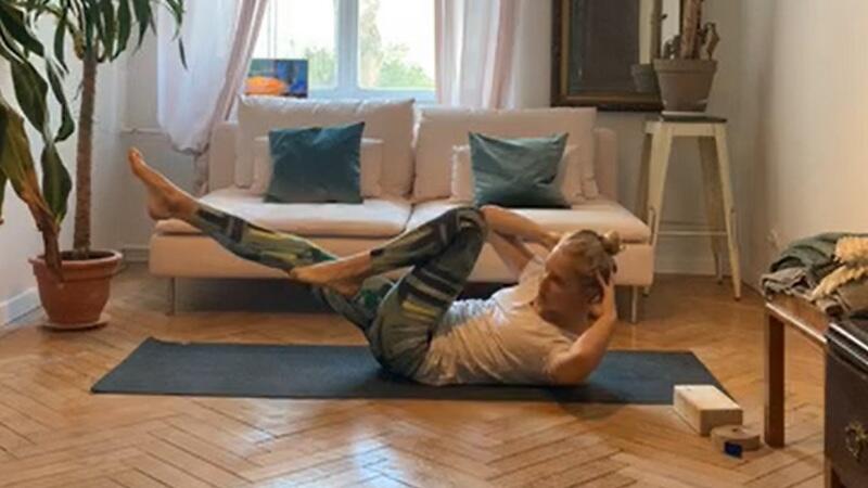 Felicja Flicińska podczas ćwiczeń w niedzielę, 19 kwietnia