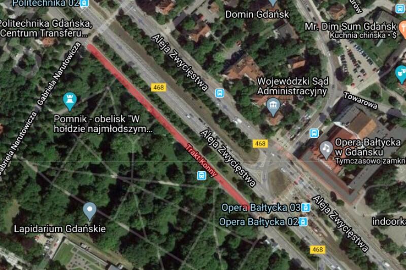 Ta informacja ważna jest dla kierowców, którzy mają zwyczaj jeździć z Wrzeszcza do Śródmieścia Gdańska przez Trakt Konny. Dzisiaj lepiej skorzystać z równoległej drogi. Przejazdu Traktem Konnym nie będzie co najmniej do wieczora
