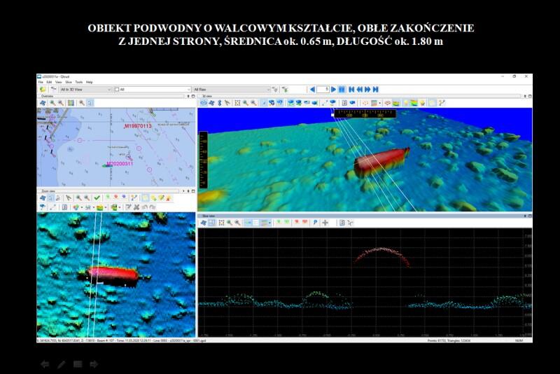 Mina została wykryta w marcu 2020 r. podczas pomiarów hydrograficznych. Gdy dane przetworzono przy pomocy programu komputerowego, powstał obraz batymetryczny, który uwidocznił m.in. niewybuch miny morskiej typu GC (tutaj zaznaczona na czerwono) 