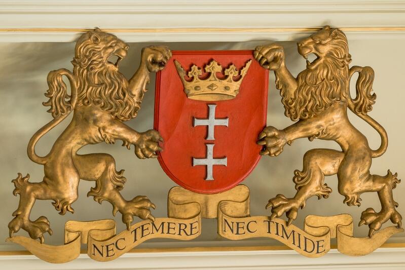 Herb Gdańska w Nowym Ratuszu, siedzibie Rady Miasta Gdańska
