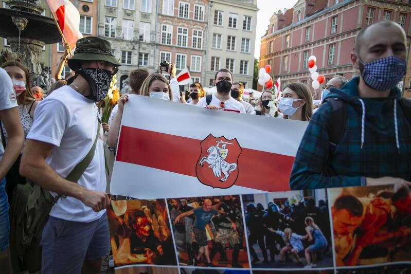 Gdańsk, 14 sierpnia 2020 r. Wiec poparcia dla walczącej Białorusi