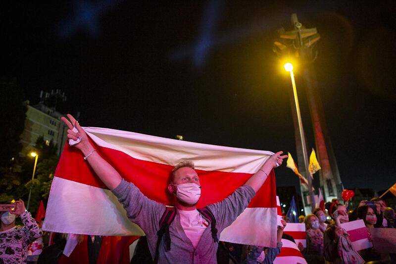 Wiec poparcia dla Wolnej Białorusi w Gdańsku pod historyczną Bramą nr 2, 31 sierpnia 2020 r. 