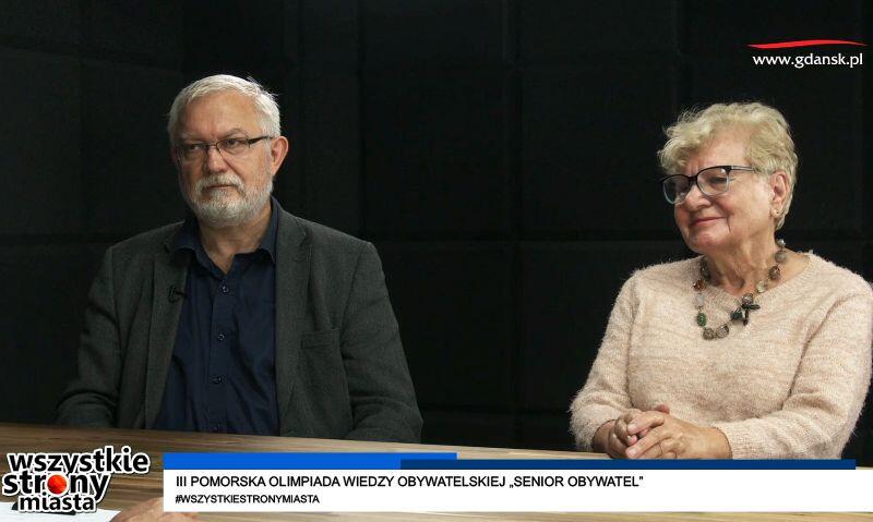 Rozmowa na temat III Ogólnopolskiej Olimpiady Senior Obywatel . Nz. Barbara Średniawa-Badowska i
dr hab. Jan A. Wendt, prof. UG 