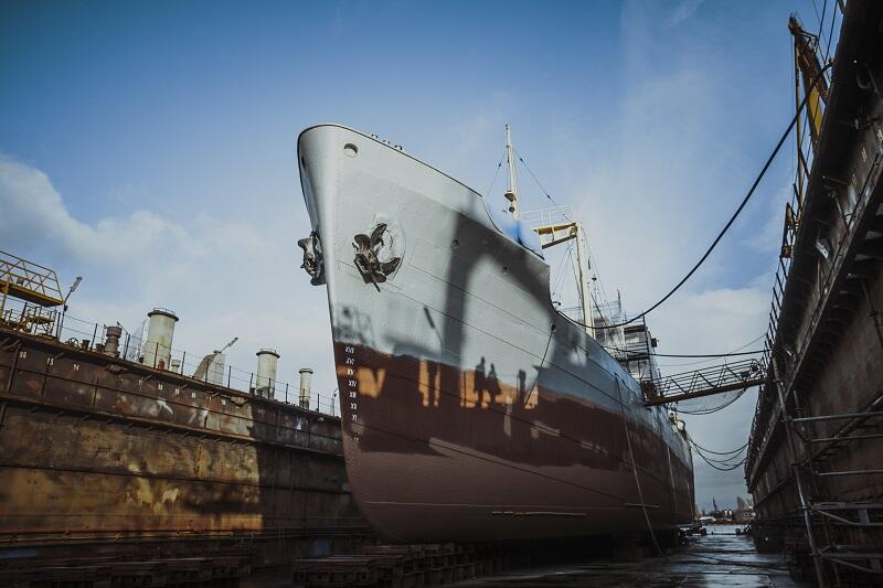 Statek - muzeum Sołdek w doku Gdańskiej Stoczni `Remontowa`