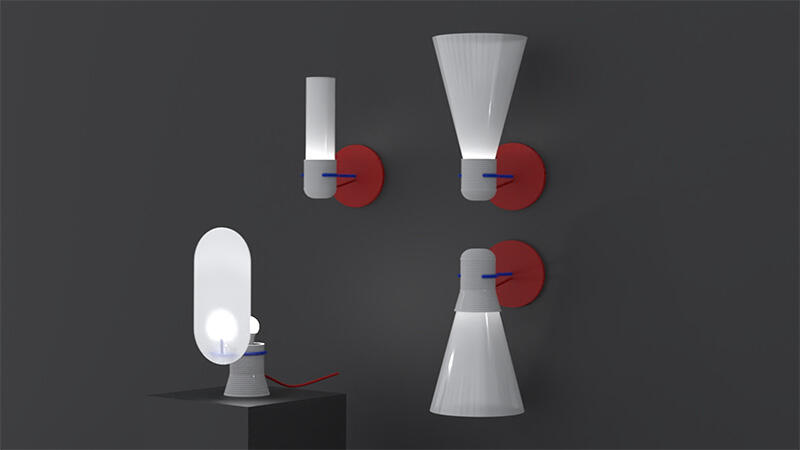 Blue Light Revision, czyli lampy wykonane z folii i pleksi odzyskanych z ekranów zepsutych telewizorów LCD, autorstwa poznańskiego duetu projektantów Barbary Stelmachowskiej i Mateusza Ligockiego