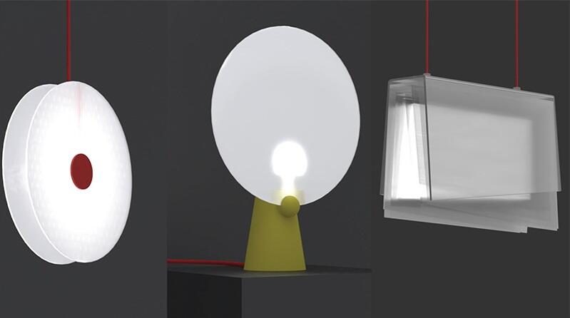 Lampy z kolekcji Blue Light Revision zaprojektowanej przez zwycięzców I edycji konkursu Up-Cykle Zakładu Utylizacyjnego w Gdańsku